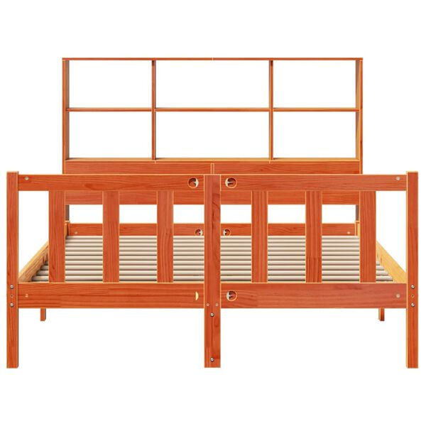 vidaXL Postel s knihovnou bez matrace 140 x 190 cm masivn&iacute; borovice