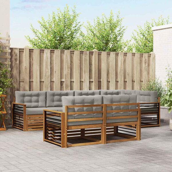 vidaXL Venkovn&iacute; pohovkov&aacute; souprava 7 pcs Př&iacute;rodn&iacute; a světle &scaron;ed&aacute;