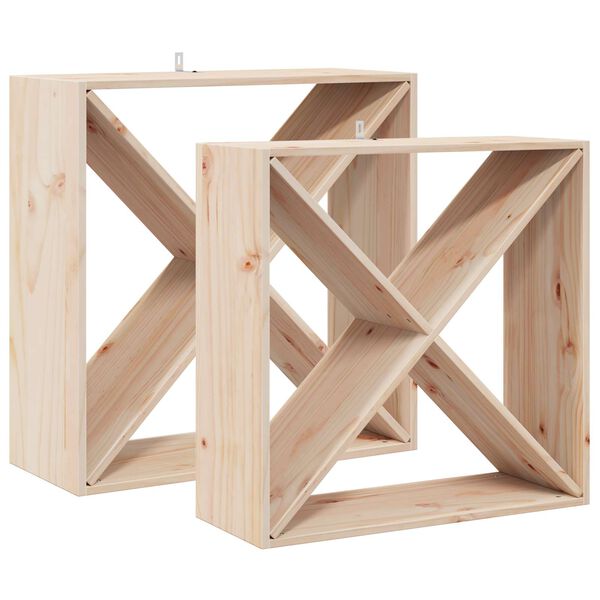 vidaXL Stojan na v&iacute;no 2 pcs Př&iacute;rodn&iacute; 62 x 25 x 62 cm