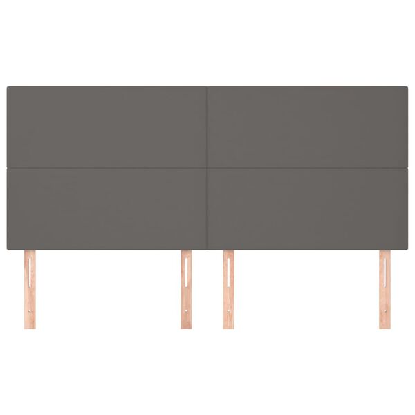 vidaXL Čelo postele &scaron;ed&eacute; 200 x 5 x 118/128 cm uměl&aacute; kůže