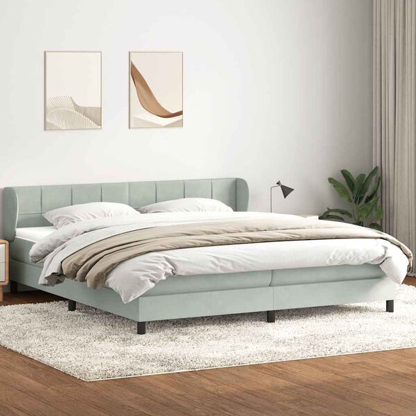 vidaXL Postel Box Spring s matracemi světle &scaron;ed&aacute; 200x220 cm samet