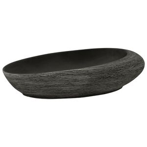 vidaXL Umyvadlo na desku &scaron;ed&eacute; a čern&eacute; ov&aacute;ln&eacute; 59 x 40 x 14 cm keramika