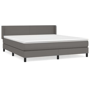 vidaXL Box spring postel s matrac&iacute; &scaron;ed&aacute; 160x200 cm uměl&aacute; kůže