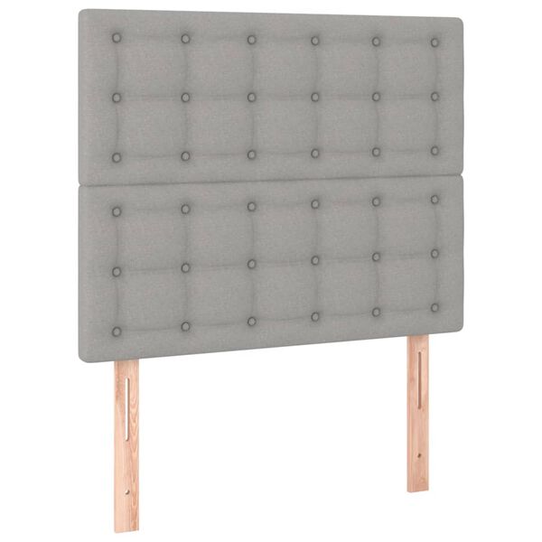 vidaXL Čelo postele s LED světle &scaron;ed&eacute; 80x5x118/128 cm textil