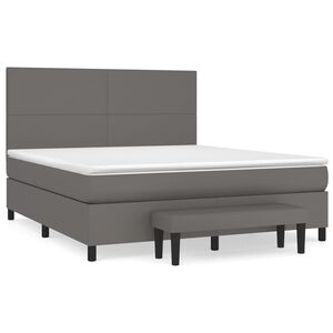 vidaXL Box spring postel s matrac&iacute; &scaron;ed&aacute; 160x200 cm uměl&aacute; kůže