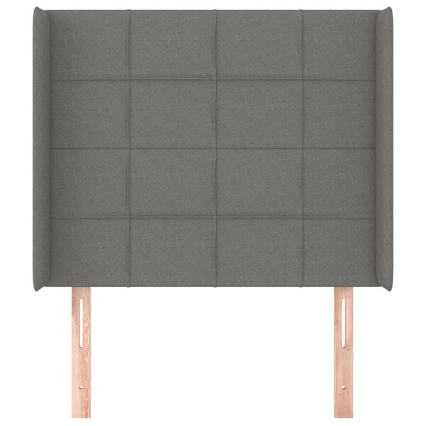 vidaXL Čelo postele typu u&scaron;&aacute;k tmavě &scaron;ed&eacute; 103x16x118/128 cm textil