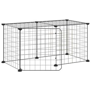 vidaXL 8panelov&aacute; ohr&aacute;dka pro zv&iacute;řata s dv&iacute;řky čern&aacute; 70x35x35 cm ocel