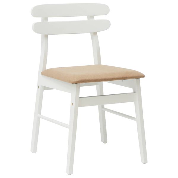 vidaXL J&iacute;deln&iacute; židle 2 pcs B&iacute;l&aacute; a hněd&aacute; Masivn&iacute; gumov&eacute; dřevo