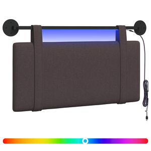 vidaXL Z&aacute;věsn&eacute; čelo postele S LED osvětlen&iacute;m Tmavě hněd&aacute; Textil