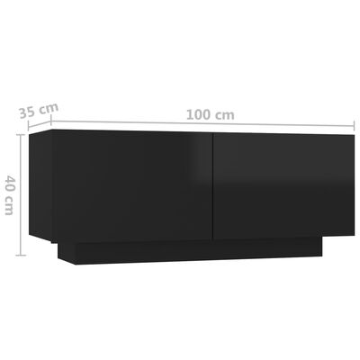 vidaXL Noční stolek černý s vysokým leskem 100x35x40 cm dřevotříska
