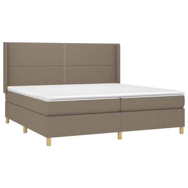 vidaXL Box spring postel s matrac&iacute; a LED taupe 200x200 cm textil