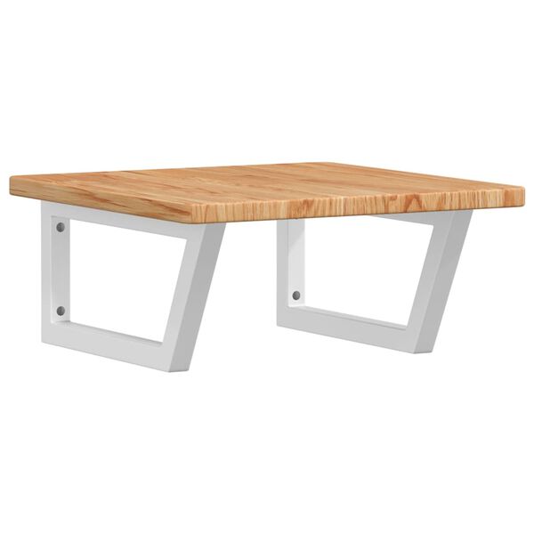 vidaXL Deska pod umyvadlo n&aacute;stěnn&aacute; ocel a masivn&iacute; dubov&eacute; dřevo