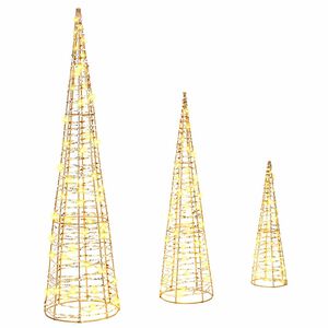 vidaXL V&aacute;nočn&iacute; stromeček 3 ks 90 LED Tepl&aacute; b&iacute;l&aacute; 20 x 20 x 80 cm PET