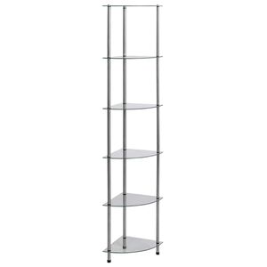 vidaXL 6patrov&aacute; police průhledn&aacute; 30 x 30 x 160 cm tvrzen&eacute; sklo