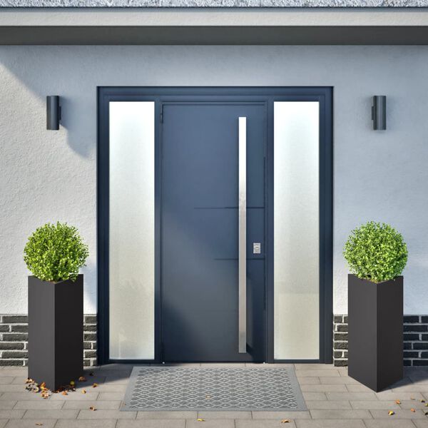 vidaXL Zahradní truhlíky 2 ks černé trojúhelníkové 40x34,5x70 cm ocel