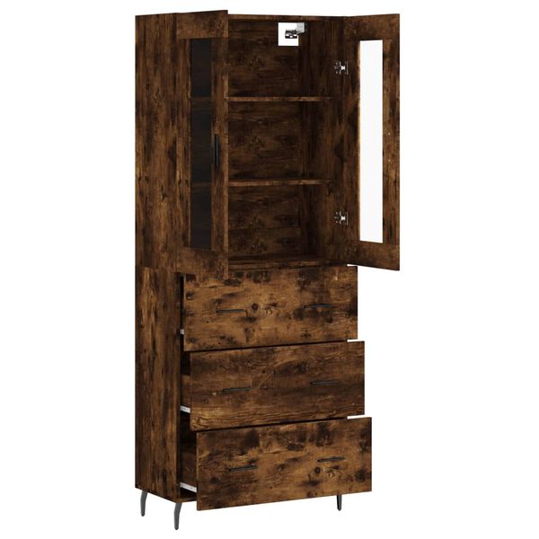 vidaXL Skříň highboard kouřový dub 69,5 x 34 x 180 cm kompozitní dřevo