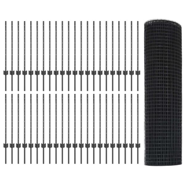 vidaXL Plot s sloupkem &Scaron;ed&aacute; 0,8 x 100 m Ocel a PVC