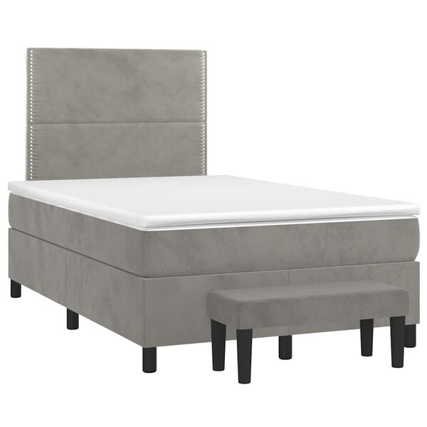 vidaXL Box spring postel s matrac&iacute; světle &scaron;ed&aacute; 120x190 cm samet