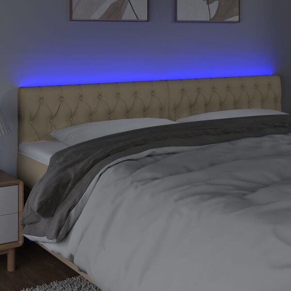 vidaXL Čelo postele s LED kr&eacute;mov&eacute; 180 x 7 x 78/88 cm textil