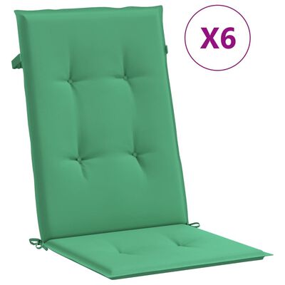 vidaXL Podušky na židli vysoké opěradlo 6 ks zelené 120x50x3 cm textil