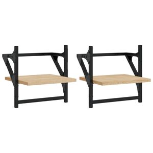 vidaXL N&aacute;stěnn&eacute; police s tyčemi 2 ks dub sonoma 30 x 25 x 30 cm