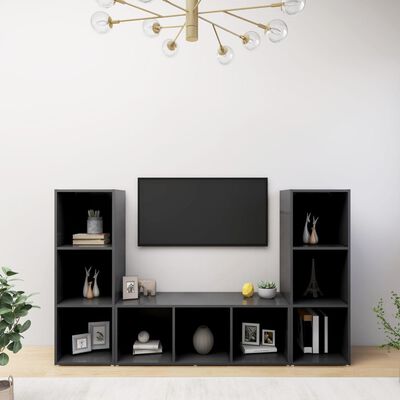 vidaXL TV stolky 3 ks šedé 107 x 35 x 37 cm dřevotříska