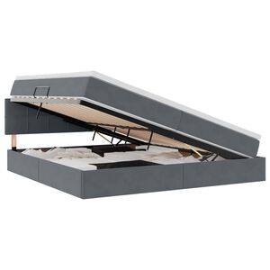 vidaXL Postel s &uacute;ložn&yacute;m prostorem s čelo Tmavě &scaron;ed&aacute; 200 x 200 cm samet