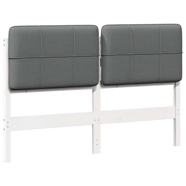 vidaXL Čalouněn&eacute; čelo postele s čelo B&iacute;l&aacute; a světl&aacute; &scaron;ed&aacute; 135 cm