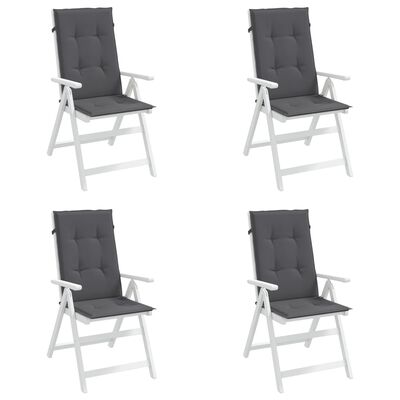 vidaXL Podušky na židli vysoké opěradlo 4 ks antracitové 120x50x3 cm
