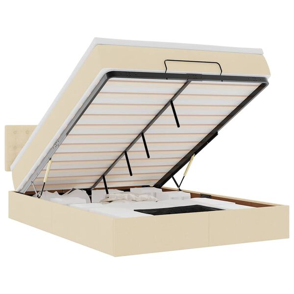 vidaXL Osmansk&aacute; postel s matrac&iacute; & LEDs Cream 140x200 cm L&aacute;tka