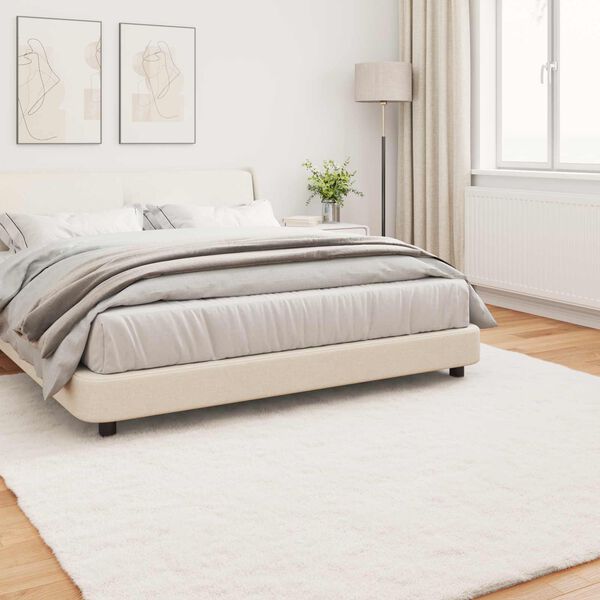 vidaXL Koberec z uměl&eacute; kr&aacute;lič&iacute; kože&scaron;iny Olite Kr&eacute;mov&aacute; 240 x 240 cm