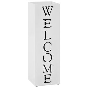 vidaXL Stojan na de&scaron;tn&iacute;ky Welcome ocelov&yacute; b&iacute;l&yacute;
