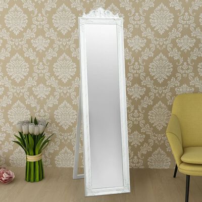 vidaXL Volně stojící zrcadlo barokní styl 160 x 40 cm bílé