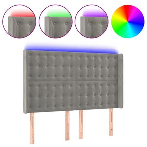 vidaXL Čelo postele s LED světle &scaron;ed&eacute; 147x16x118/128 cm samet