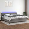 vidaXL Box spring postel s matrac&iacute; a LED tmavě &scaron;ed&aacute; 200x200 cm textil