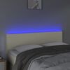 vidaXL Čelo postele s LED kr&eacute;mov&eacute; 144x5x78/88 cm uměl&aacute; kůže