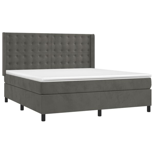 vidaXL Box spring postel s matrac&iacute; tmavě &scaron;ed&aacute; 160x200 cm samet
