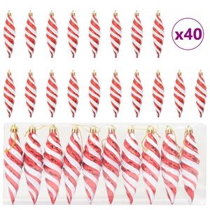 vidaXL V&aacute;nočn&iacute; spir&aacute;lov&aacute; koule 40 ks Červen&aacute; 3 x 11 cm Plast