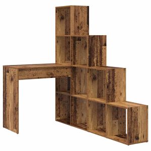 vidaXL Rohov&yacute; psac&iacute; stůl s polic&iacute; Star&eacute; dřevo 101,5 x 149,5 x 149,5 cm