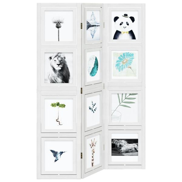 vidaXL Parav&aacute;n 3d&iacute;ln&yacute; b&iacute;l&yacute; masivn&iacute; dřevo pavlovnie