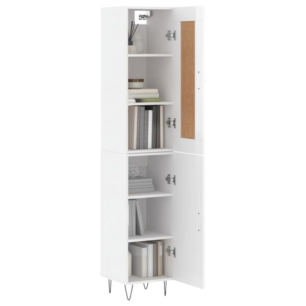vidaXL Skř&iacute;ň highboard b&iacute;l&aacute; s vysok&yacute;m leskem 34,5x34x180 cm kompozit
