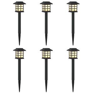 vidaXL Venkovn&iacute; sol&aacute;rn&iacute; světla s zemn&iacute;m hrotem 6 pcs Tepl&aacute; b&iacute;l&aacute; PP