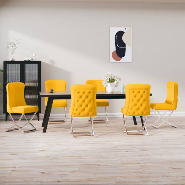 vidaXL J&iacute;deln&iacute; židle 6 ks hořčicově žlut&eacute; samet