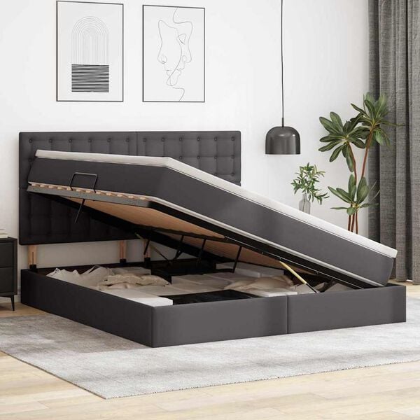 vidaXL Postel s &uacute;ložn&yacute;m prostorem a LED osvětlen&iacute;m &Scaron;ed&aacute; 160 x 200 cm