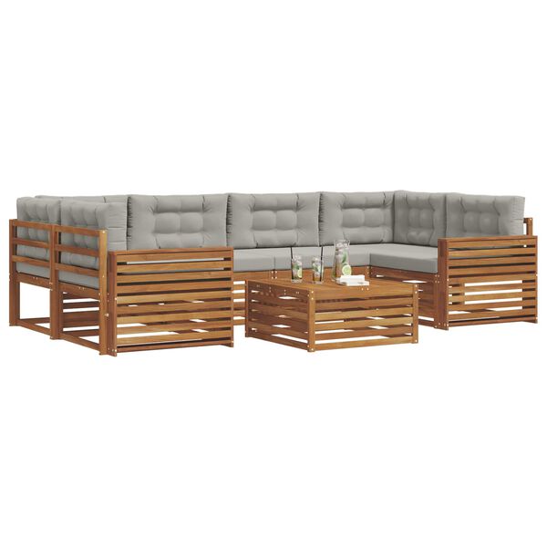 vidaXL Venkovn&iacute; pohovkov&aacute; souprava 7 pcs Př&iacute;rodn&iacute; a světle &scaron;ed&aacute;