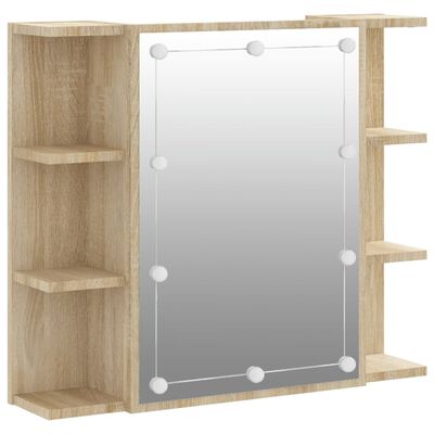 vidaXL Zrcadlová skříňka s LED dub sonoma 70 x 16,5 x 60 cm