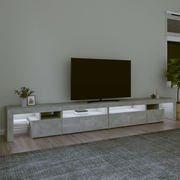 vidaXL TV skř&iacute;ňka s LED osvětlen&iacute;m betonově &scaron;ed&aacute; 290x36,5x40 cm