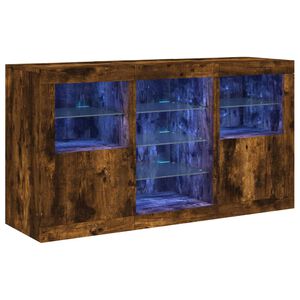 vidaXL Př&iacute;born&iacute;k s LED osvětlen&iacute;m kouřov&yacute; dub 123 x 37 x 67 cm