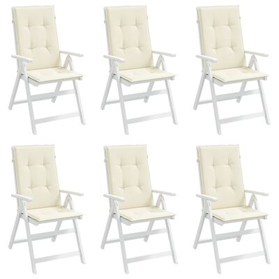 vidaXL Podušky na židli vysoké opěradlo 6 ks krémové 120x50x3cm textil