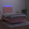 vidaXL Box spring postel s matrac&iacute; a LED růžov&aacute; 120x200 cm samet
